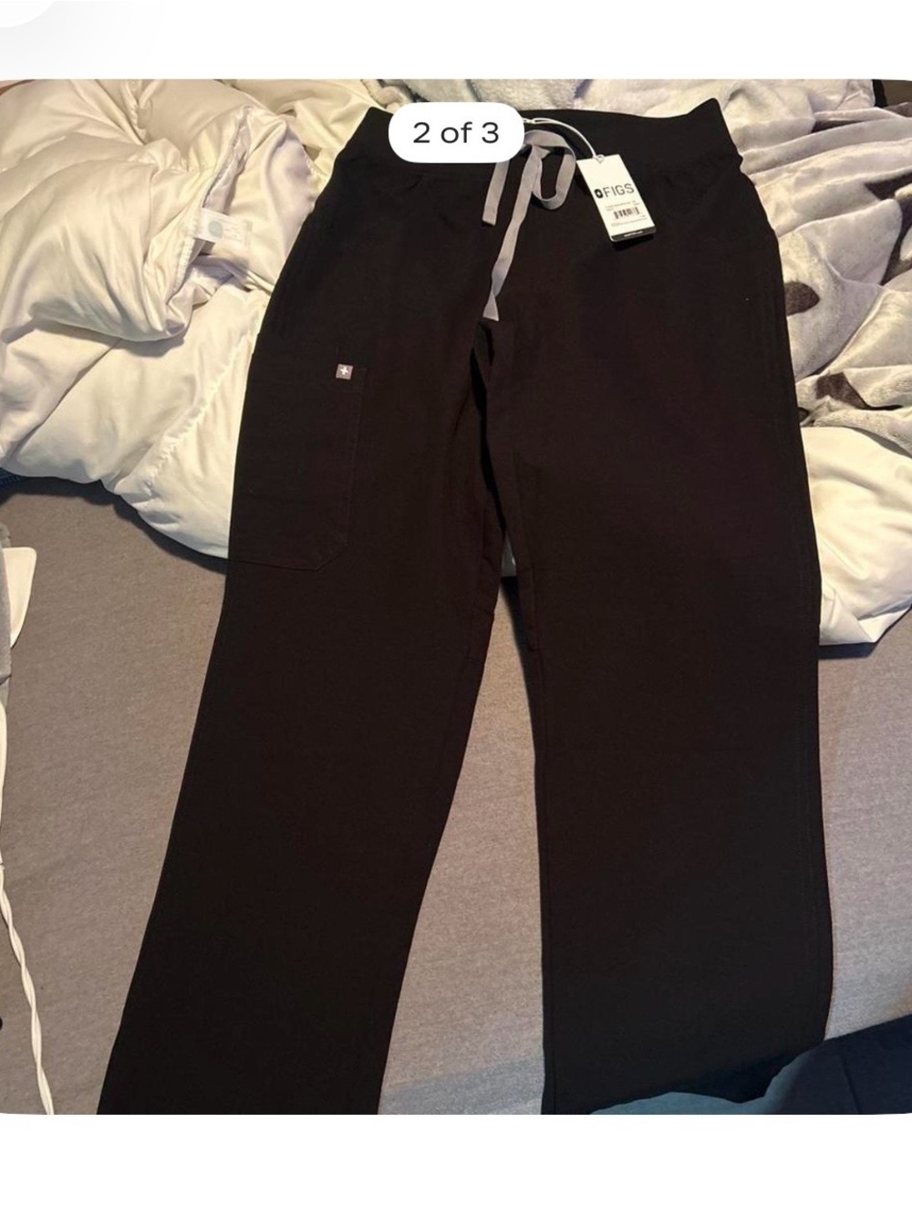 Figs women’s Black Jogger pants with Gray Drawstring